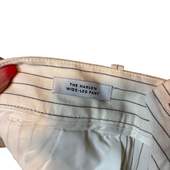 Madewell Harlow Wide-Leg Pinstripe Linen Trousers Ivory Size 4 NWT - Picture 7 of 9